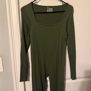 Naked Wardrobe Olive Ribbed Bodysuit